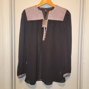 Very J women's black sheer blouse